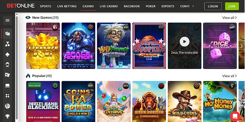BetOnline Casino games